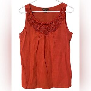 Tommy Bahama  Sleeveless Top Women’s Small Red Crochet Cottage Core Comfort